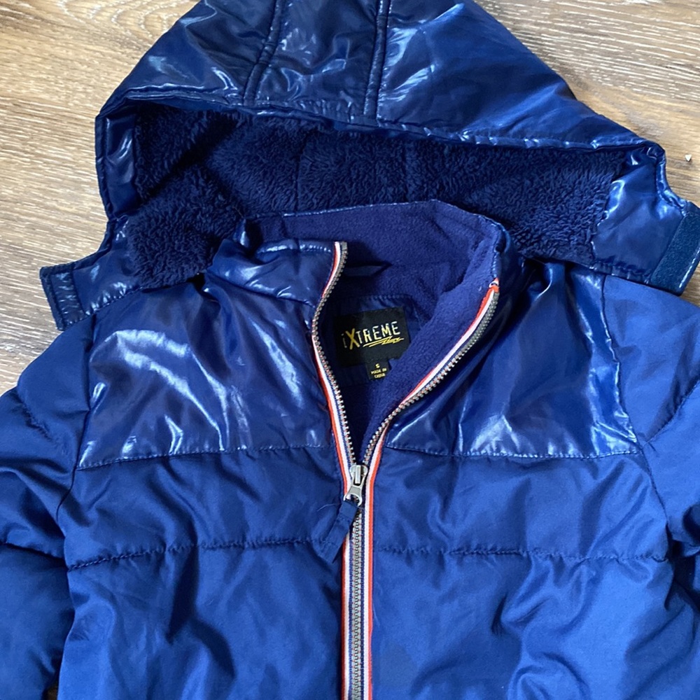 Boys blue Puffer Jacket w Hood small - Picture 2 of 9